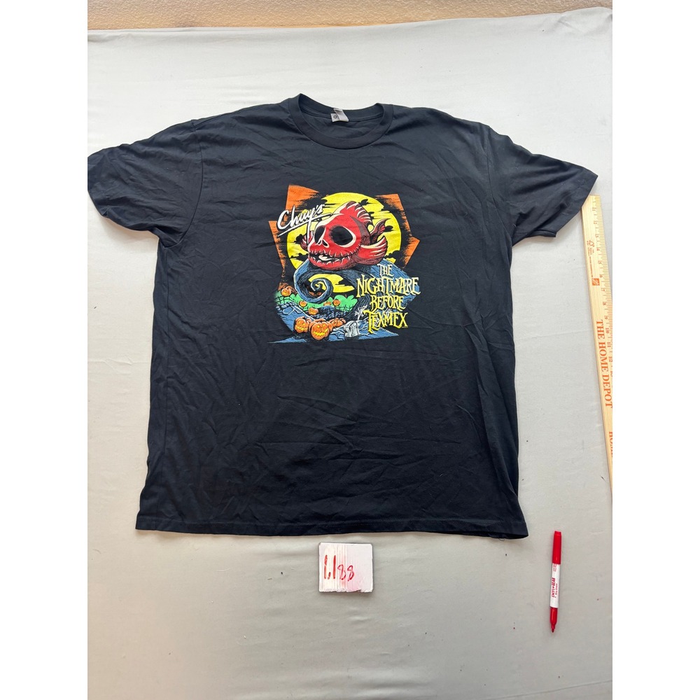 Chuys The Nightmare Before Tex-Mex Graphic T-Shirt Black Mens XXL Next Level